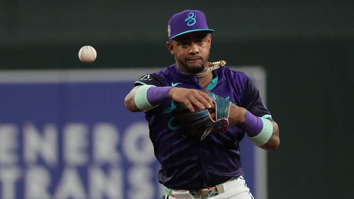 Sep 11, 2026; Phoenix, Arizona, USA; Arizona Diamondbacks second baseman Ketel Marte (4) makes the play against the Texas Rangers in the third inning at Chase Field. Mandatory Credit: Rick Scuteri-Imagn Images Sep 11, 2026; Phoenix, Arizona, USA; Arizona Diamondbacks second baseman Ketel Marte (4) makes the play against the Texas Rangers in the third inning at Chase Field. Mandatory Credit: Rick Scuteri-Imagn Images