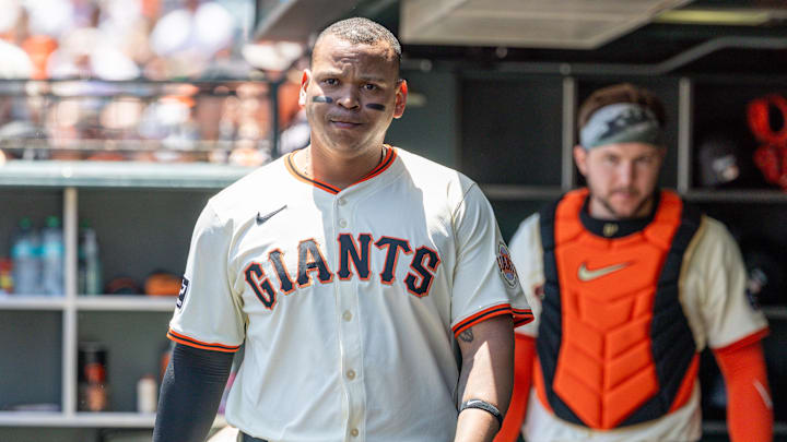 Jun 19, 2025; San Francisco, California, USA; San Francisco Giants infielder Rafael Devers (16) during the game against the Cleveland Guardians at Oracle Park. Mandatory Credit: Bob Kupbens-Imagn Images Jun 19, 2025; San Francisco, California, USA; San Francisco Giants infielder Rafael Devers (16) during the game against the Cleveland Guardians at Oracle Park. Mandatory Credit: Bob Kupbens-Imagn Images