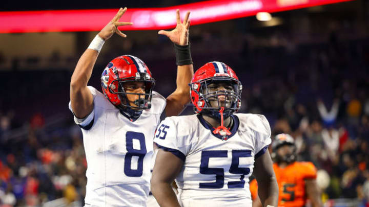 Southfield A&T celebrates during the 2023 MHSAA DIvision 1 championship game. Photo by Mariusz Nowak