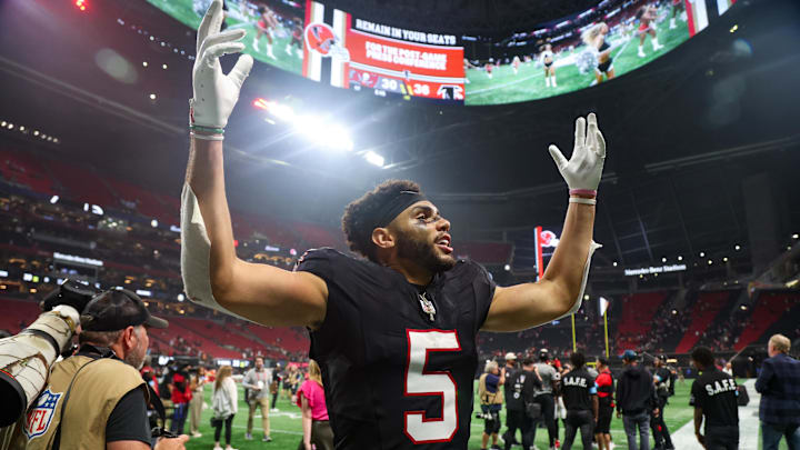 Atlanta Falcons receiver Drake London has enjoyed a statistical breakthrough in his third NFL season. Atlanta Falcons receiver Drake London has enjoyed a statistical breakthrough in his third NFL season.