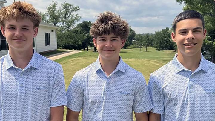 Eastern View High School golfers (from left) Gavin Cain, Andrew Tuggle and Jackson Castro saved a young family from drowning by rescuing you them from Lake Culpeper, after their kayaks overturned, during team tryouts on July 27. Eastern View High School golfers (from left) Gavin Cain, Andrew Tuggle and Jackson Castro saved a young family from drowning by rescuing you them from Lake Culpeper, after their kayaks overturned, during team tryouts on July 27.