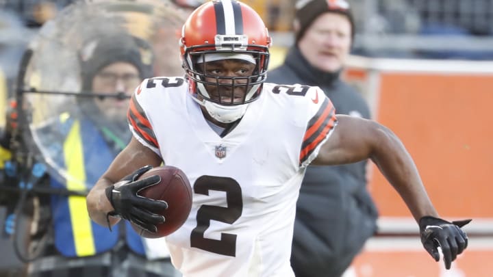 Jan 8, 2023; Pittsburgh, Pennsylvania, USA;  Cleveland Browns wide receiver Amari Cooper (2) runs after a catch against the Pittsburgh Steelers during the fourth quarter at Acrisure Stadium. Pittsburgh won 28-14. Mandatory Credit: Charles LeClaire-USA TODAY Sports