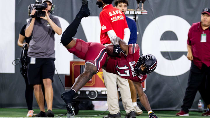 Dec 30, 2022; Jacksonville, FL, USA; South Carolina Gamecocks wide receiver Xavier Legette (17)