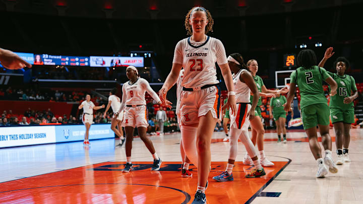 Illinois forward Berry Wallace (23) scored 28 points to lead the Illini to an 81-69 win over North Texas on Sunday at the State Farm Center in Champaign, Illinois. Illinois forward Berry Wallace (23) scored 28 points to lead the Illini to an 81-69 win over North Texas on Sunday at the State Farm Center in Champaign, Illinois.