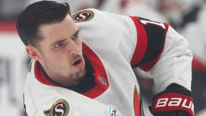 Mar 30, 2025; Pittsburgh, Pennsylvania, USA; Ottawa Senators right wing Drake Batherson (19) warms up before the game against the Pittsburgh Penguins at PPG Paints Arena. Mandatory Credit: Charles LeClaire-Imagn Images Mar 30, 2025; Pittsburgh, Pennsylvania, USA; Ottawa Senators right wing Drake Batherson (19) warms up before the game against the Pittsburgh Penguins at PPG Paints Arena. Mandatory Credit: Charles LeClaire-Imagn Images