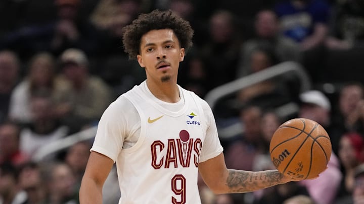 Feb 25, 2026; Milwaukee, Wisconsin, USA;  Cleveland Cavaliers guard Craig Porter Jr. (9) during the game against the Milwaukee Bucks at Fiserv Forum. Mandatory Credit: Jeff Hanisch-Imagn Images
