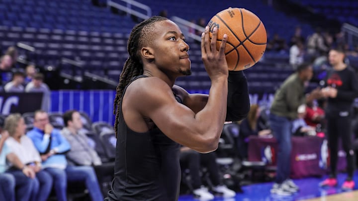 Dec 1, 2025; Orlando, Florida, USA; Chicago Bulls guard Ayo Dosunmu (11) warms up before the game against the Orlando Magic at Kia Center. Mandatory Credit: Mike Watters-Imagn Images