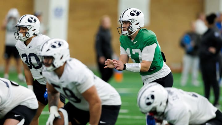 BYU quarterback Bear Bachmeier at 2026 Spring Camp