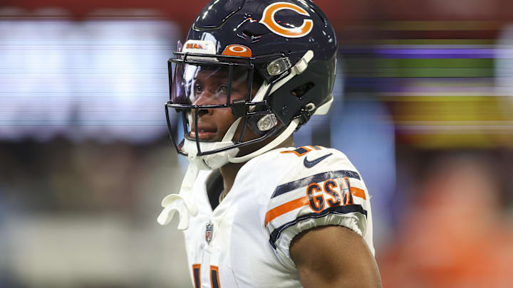 Nov 20, 2022; Atlanta, Georgia, USA; Chicago Bears wide receiver Darnell Mooney (11) prepares for a