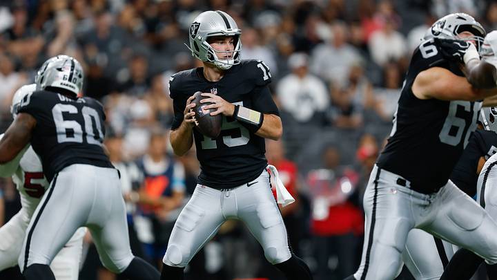Raiders quarterback Fernando Mendoza completed 10 of 16 passes for 97 yards and a touchdown in his preseason debut.