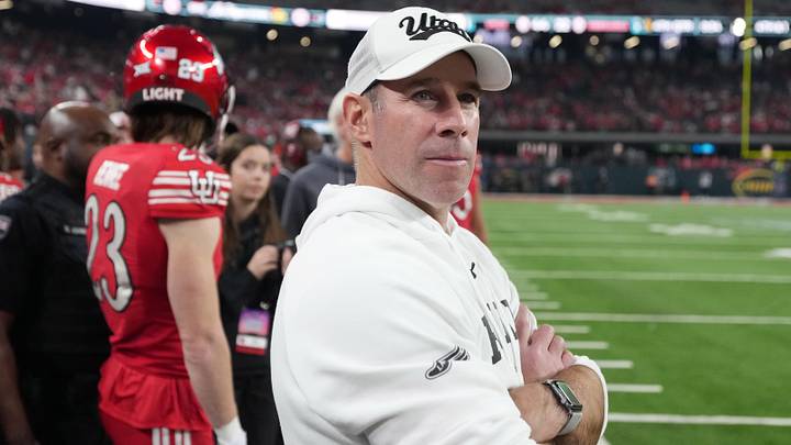 Utah Utes interim coach Morgan Scalley watches from the sidelines against the Nebraska Cornhuskers