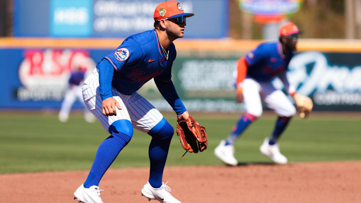 Feb 24, 2026; Port St. Lucie, Florida, USA; New York Mets third baseman Bo Bichette (19) plays his position against the Houston Astros during the third inning at Clover Park. Mandatory Credit: Sam Navarro-Imagn Images Feb 24, 2026; Port St. Lucie, Florida, USA; New York Mets third baseman Bo Bichette (19) plays his position against the Houston Astros during the third inning at Clover Park. Mandatory Credit: Sam Navarro-Imagn Images