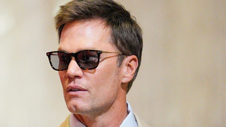 Sept. 14, 2025; Kansas City, Missouri, USA; Fox Sports broadcaster Tom Brady arrives prior to the game between the Kansas City Chiefs and the Philadelphia Eagles at GEHA Field at Arrowhead Stadium. Sept. 14, 2025; Kansas City, Missouri, USA; Fox Sports broadcaster Tom Brady arrives prior to the game between the Kansas City Chiefs and the Philadelphia Eagles at GEHA Field at Arrowhead Stadium.