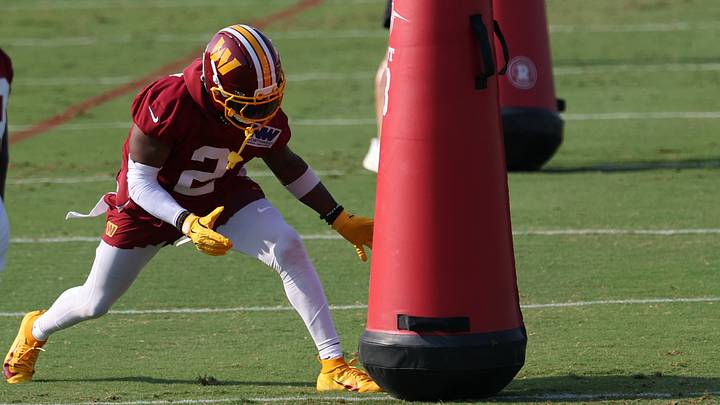 Jul 29, 2026; Ashburn, VA, USA; Washington Commanders cornerback Amik Robertson (2) participates in a drill on day one of training camp at the BigBear.ai Performance Center at Commanders Park. Mandatory Credit: Geoff Burke-Imagn Images Jul 29, 2026; Ashburn, VA, USA; Washington Commanders cornerback Amik Robertson (2) participates in a drill on day one of training camp at the BigBear.ai Performance Center at Commanders Park. Mandatory Credit: Geoff Burke-Imagn Images