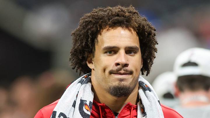 Aug 23, 2024; Atlanta, Georgia, USA; Atlanta Falcons linebacker Bralen Trice (48) on the sideline against the Jacksonville Jaguars in the second half at Mercedes-Benz Stadium. Mandatory Credit: Brett Davis-USA TODAY Sports Aug 23, 2024; Atlanta, Georgia, USA; Atlanta Falcons linebacker Bralen Trice (48) on the sideline against the Jacksonville Jaguars in the second half at Mercedes-Benz Stadium. Mandatory Credit: Brett Davis-USA TODAY Sports