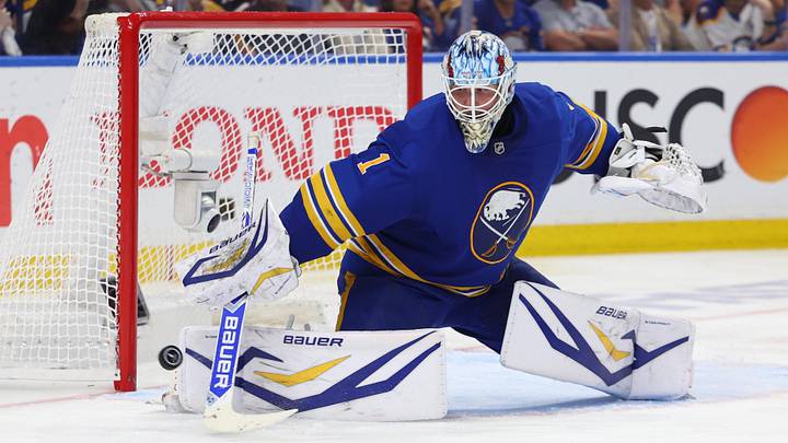 May 18, 2026; Buffalo, New York, USA; Buffalo Sabres goaltender Ukko-Pekka Luukkonen (1) makes a save during the third period against the Montréal Canadiens in game seven of the second round of the 2026 Stanley Cup Playoffs at KeyBank Center. Mandatory Credit: Timothy T. Ludwig-Imagn Images May 18, 2026; Buffalo, New York, USA; Buffalo Sabres goaltender Ukko-Pekka Luukkonen (1) makes a save during the third period against the Montréal Canadiens in game seven of the second round of the 2026 Stanley Cup Playoffs at KeyBank Center. Mandatory Credit: Timothy T. Ludwig-Imagn Images