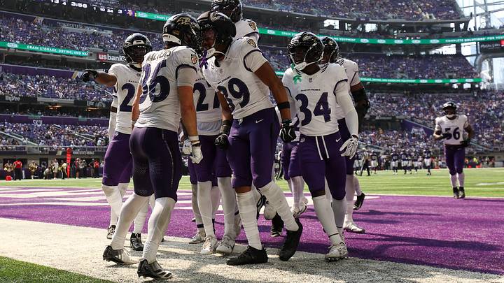 Aug 22, 2026; Minneapolis, Minnesota, USA; Baltimore Ravens safety Silas Walters (36) celebrates an interception with teammates during the second half against the Minnesota Vikings at U.S. Bank Stadium. Mandatory Credit: Matt Krohn-Imagn Images Aug 22, 2026; Minneapolis, Minnesota, USA; Baltimore Ravens safety Silas Walters (36) celebrates an interception with teammates during the second half against the Minnesota Vikings at U.S. Bank Stadium. Mandatory Credit: Matt Krohn-Imagn Images