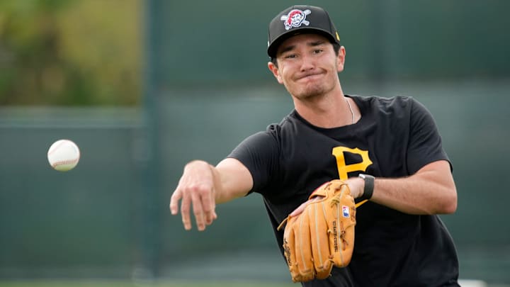 Pirates infielder Alika Williams gets warmed up before drills at the Pittsburgh Pirates spring training on Wednesday, Feb. 19, 2025 at Pirate City in Bradenton, Florida. Pirates infielder Alika Williams gets warmed up before drills at the Pittsburgh Pirates spring training on Wednesday, Feb. 19, 2025 at Pirate City in Bradenton, Florida.