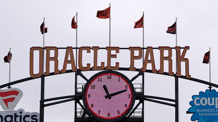 A general view of the centerfield scoreboard flags at Oracle Park before the game. Credit: Robert Edwards-USA TODAY Sports A general view of the centerfield scoreboard flags at Oracle Park before the game. Credit: Robert Edwards-USA TODAY Sports