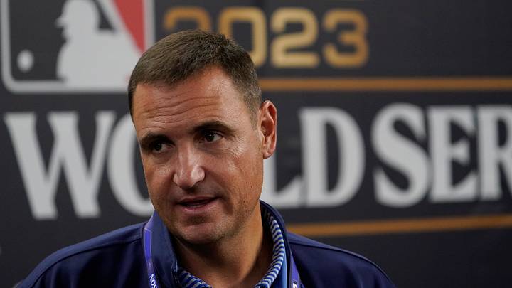Oct 28, 2023; Arlington, TX, USA; Texas Rangers General Manager Chris Young before the game against the Arizona Diamondbacks in game two of the 2023 World Series at Globe Life Field. Mandatory Credit:Raymond Carlin III-USA TODAY Sports