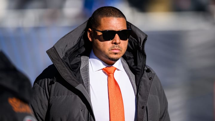 Dec 4, 2022; Chicago, Illinois, USA; Chicago Bears general manager Ryan Poles looks on before the