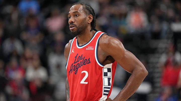 Feb 22, 2026; Inglewood, California, USA; LA Clippers forward Kawhi Leonard (2) reacts against the Orlando Magic in the second half at Intuit Dome. Mandatory Credit: Kirby Lee-Imagn Images