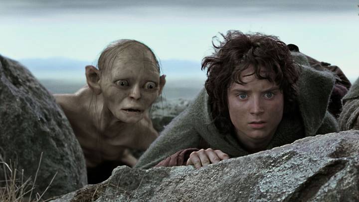 Gollum (Andy Serkis) and Frodo Baggins (Elijah Wood) in The Lord of the Rings: The Two Towers.