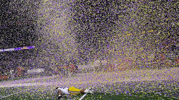 An LSU player lays in conffetti after the Tigers beat Clemson in the National Championship game at the Mercedes Benz Superdome in New Orleans Monday, January 13, 2020.

Clemson Lsu Football Cfp National Championship New Orleans