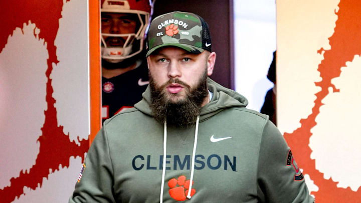 Clemson linebackers coach Ben Boulware before kickoff with Furman University at Memorial Stadium in Clemson, SC, Saturday, November 22, 2025.