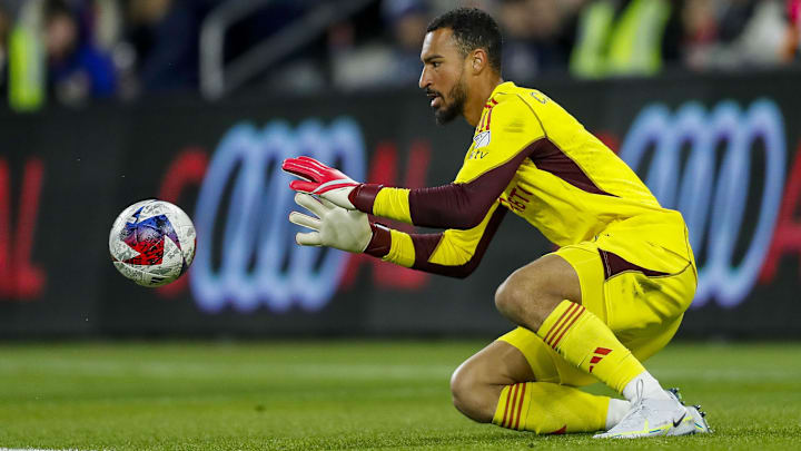 Inter Miami goalkeeper Drake Callender makes a stop against FC Cincinnati earlier this month. Callender has developed into one of MLS' best keepers.