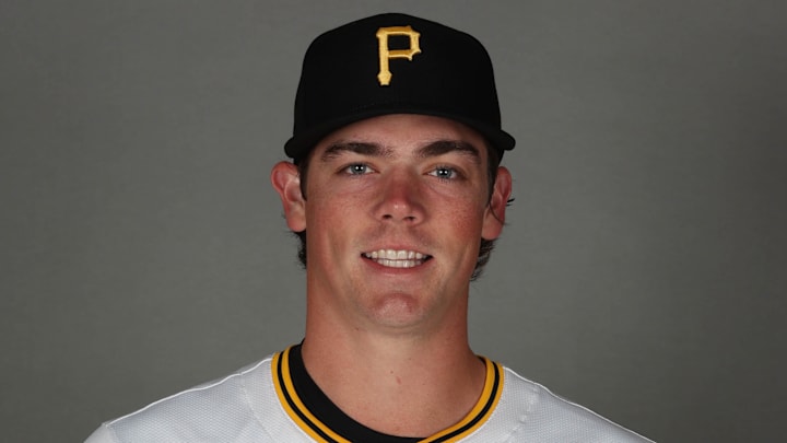 Feb 18, 2025; Bradenton, FL, USA; Pittsburgh Pirates pitcher Hunter Barco (89) poses for a photo during media day at Pirate City. Mandatory Credit: Kim Klement Neitzel-Imagn Images