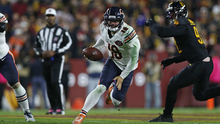Caleb Williams running out of the pocket or running out of it to throw has become a hot topic at Halas Hall because of the inefficiency the Bears have had when he does it. Caleb Williams running out of the pocket or running out of it to throw has become a hot topic at Halas Hall because of the inefficiency the Bears have had when he does it.