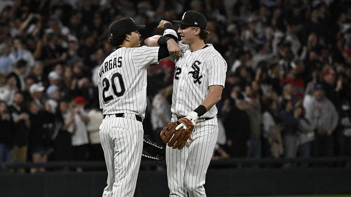Jun 23, 2026; Chicago, Illinois, USA; Chicago White Sox third baseman Miguel Vargas (20) and shortstop Colson Montgomery (12) after the game against the Cleveland Guardians at Rate Field. Mandatory Credit: Matt Marton-Imagn Images Jun 23, 2026; Chicago, Illinois, USA; Chicago White Sox third baseman Miguel Vargas (20) and shortstop Colson Montgomery (12) after the game against the Cleveland Guardians at Rate Field. Mandatory Credit: Matt Marton-Imagn Images