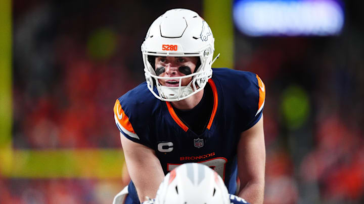 Denver Broncos quarterback Bo Nix during the first quarter against the Cleveland Browns at Empower Field at Mile High. 