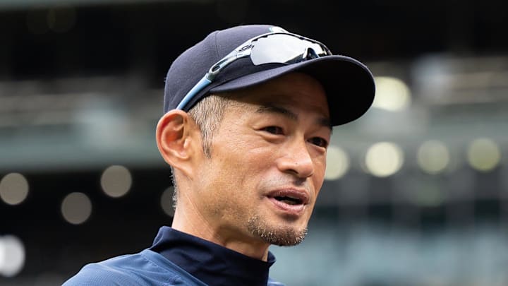 Former Seattle Mariner Ichiro Suzuki prior to the game between the Seattle Mariners and the Cleveland Guardians at T-Mobile Park on Aug 26.