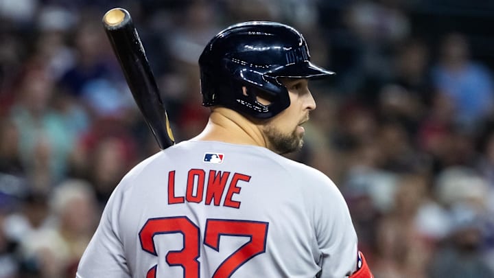Detailed view of the jersey of Boston Red Sox first baseman Nathaniel Lowe (37) against the Arizona Diamondbacks at Chase Field. Detailed view of the jersey of Boston Red Sox first baseman Nathaniel Lowe (37) against the Arizona Diamondbacks at Chase Field.