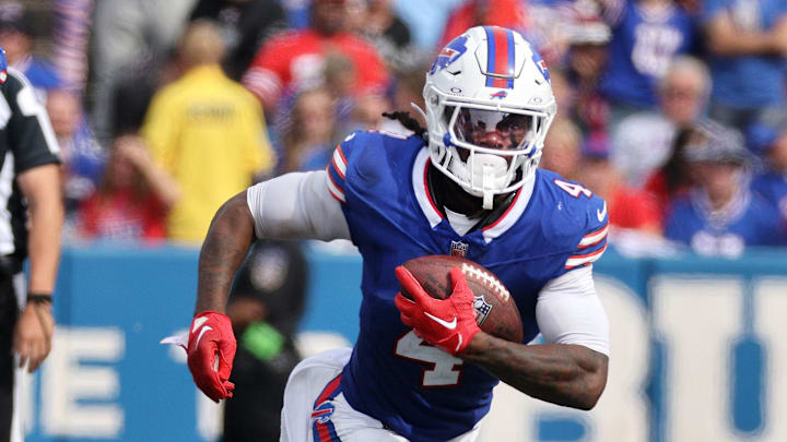 Bills running back James Cook ran for 123 yards against the Raiders.