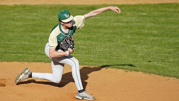 LHP Alex Clemmey throws pitch for Bishop Hendricken High School LHP Alex Clemmey throws pitch for Bishop Hendricken High School