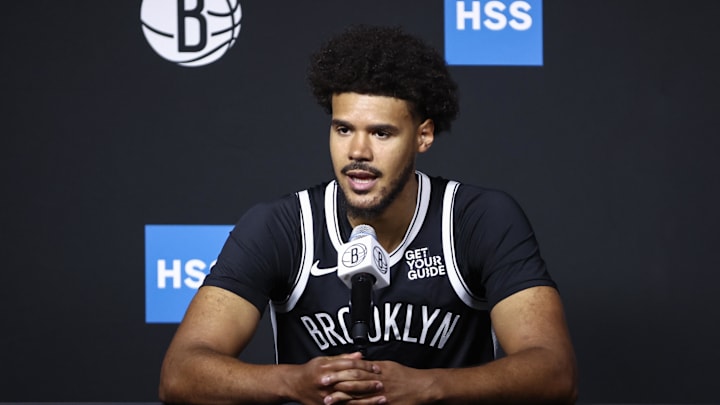 Sep 30, 2024; Brooklyn, NY, USA; Brooklyn Nets forward Cameron Johnson (2) during media day at Brooklyn Nets Media Day at HSS Training Center. Mandatory Credit: Wendell Cruz-Imagn Images Sep 30, 2024; Brooklyn, NY, USA; Brooklyn Nets forward Cameron Johnson (2) during media day at Brooklyn Nets Media Day at HSS Training Center. Mandatory Credit: Wendell Cruz-Imagn Images