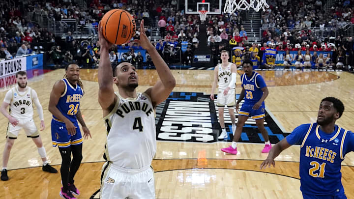 Purdue Boilermakers forward Trey Kaufman-Renn (4) shoots a layup