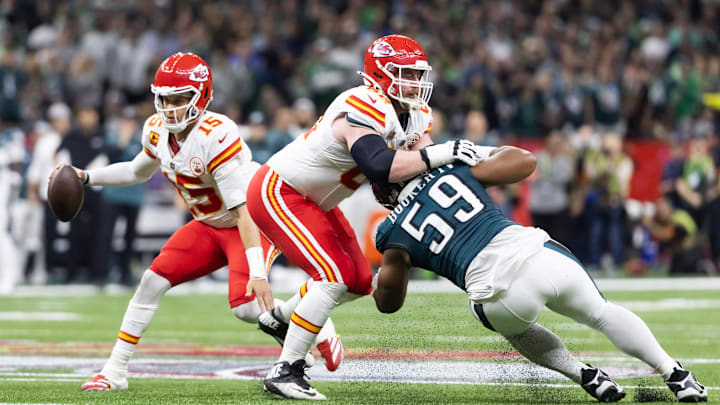 Joe Thuney wound up at left tackle in the Super Bowl and struggled. Now he's back there again against the Rams.