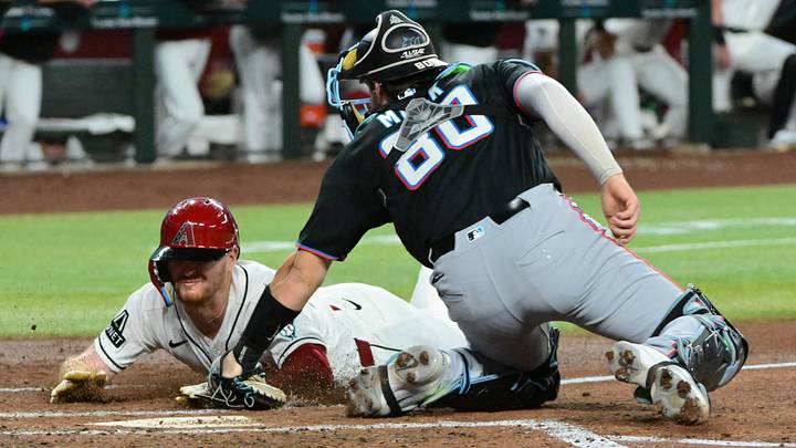 Miami Marlins catcher Joe Mack defends in the third inning Mandatory Credit: Matt Kartozian-Imagn Images Miami Marlins catcher Joe Mack defends in the third inning Mandatory Credit: Matt Kartozian-Imagn Images
