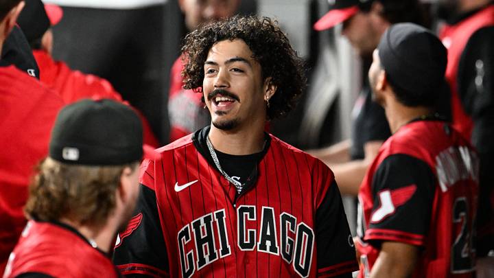 Sep 25, 2026; Chicago, Illinois, USA;  Chicago White Sox third baseman Miguel Vargas (20) reacts in the dugout after  first baseman Munetaka Murakami (5) hits a home run during the first inning against the Colorado Rockies at Rate Field.  Mandatory Credit: Matt Marton-Imagn Images