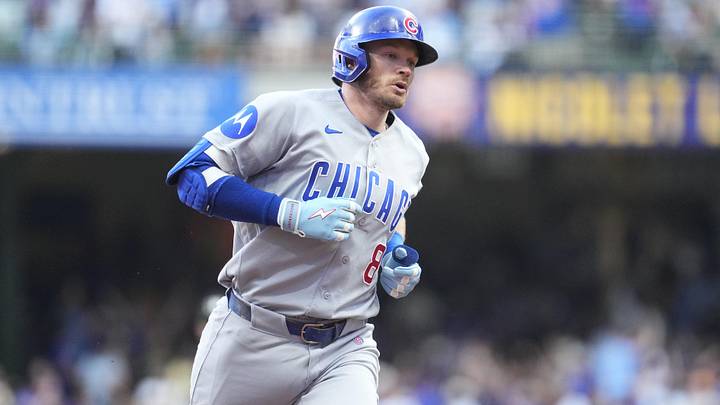 Jun 27, 2026; Milwaukee, Wisconsin, USA;  Chicago Cubs left fielder Ian Happ (8) round the bases after hitting a home run against the Milwaukee Brewers in the sixth inning at American Family Field. Mandatory Credit: Michael McLoone-Imagn Images