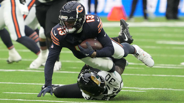 Keenan Allen leans for extra yardage after a catch in Sunday's 35-16 win over the Jacksonville Jaguars.