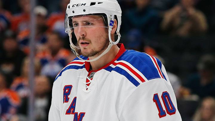 Nov 13, 2016; Edmonton, Alberta, CAN; New York Rangers forward J.T. Miller (10) skates against the Edmonton Oilers at Rogers Place. Mandatory Credit: Perry Nelson-USA TODAY Sports