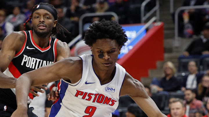 Nov 1, 2023; Detroit, Michigan, USA;  Detroit Pistons forward Ausar Thompson (9) 