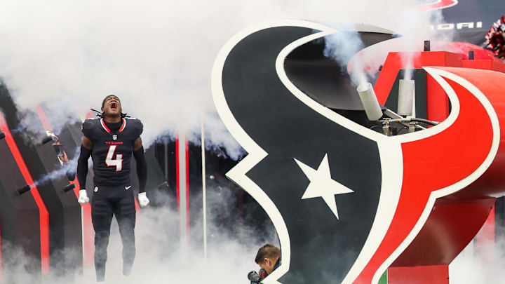 Nov 9, 2025; Houston, Texas, USA; Houston Texans cornerback Kamari Lassiter (4) is introduced before playing against the Jacksonville Jaguars at NRG Stadium. Mandatory Credit: Thomas Shea-Imagn Images Nov 9, 2025; Houston, Texas, USA; Houston Texans cornerback Kamari Lassiter (4) is introduced before playing against the Jacksonville Jaguars at NRG Stadium. Mandatory Credit: Thomas Shea-Imagn Images