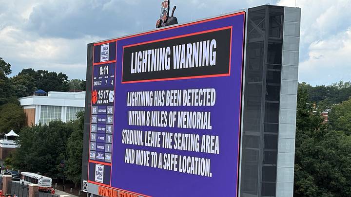 UNC and Clemson are in a lightning delay in the fourth quarter at Memorial Stadium. UNC and Clemson are in a lightning delay in the fourth quarter at Memorial Stadium.