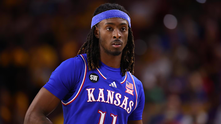 Mar 3, 2026; Tempe, Arizona, USA; Kansas Jayhawks guard Jamari McDowell (11) against the Arizona State Sun Devils at Desert Financial Arena. Mandatory Credit: Mark J. Rebilas-Imagn Images Mar 3, 2026; Tempe, Arizona, USA; Kansas Jayhawks guard Jamari McDowell (11) against the Arizona State Sun Devils at Desert Financial Arena. Mandatory Credit: Mark J. Rebilas-Imagn Images